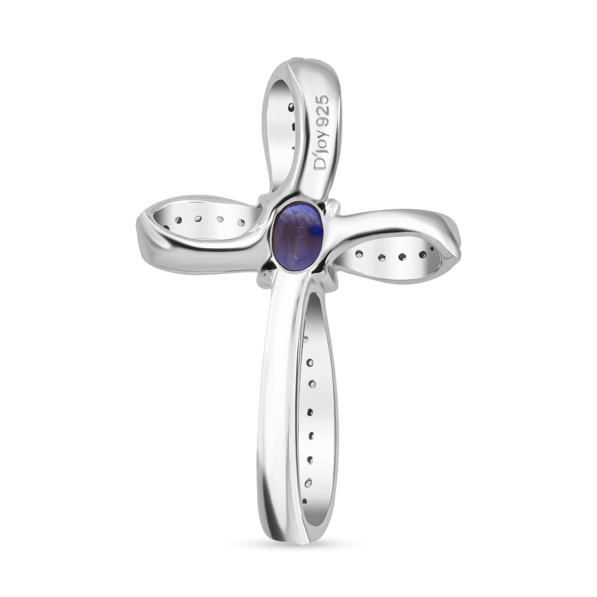 D'Joy Ceylon-Saphir, Weißer Zirkon Anhänger 925 Silber rhodiniert ca. 0.77 ct