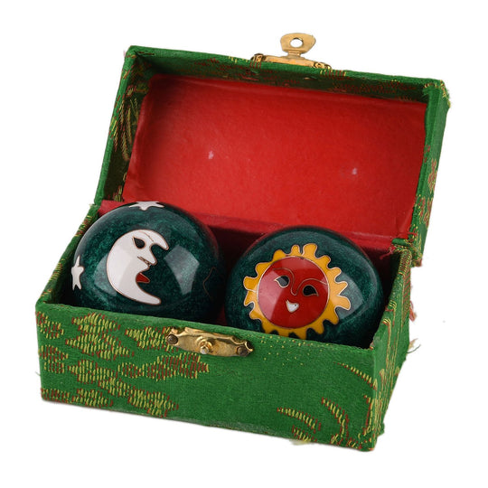 Meditationskugeln, Cloisonné Emaille, Eisen, 4.7 cm, Grün