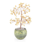 LIVMORE Edelsteinbaum mit 168 Citrin Perlen Keramikschale ca. 18 cm Gelb