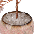 LIVMORE Edelsteinbaum mit 168 Rosenquarz Perlen Keramikschale ca. 18 cm Rosa