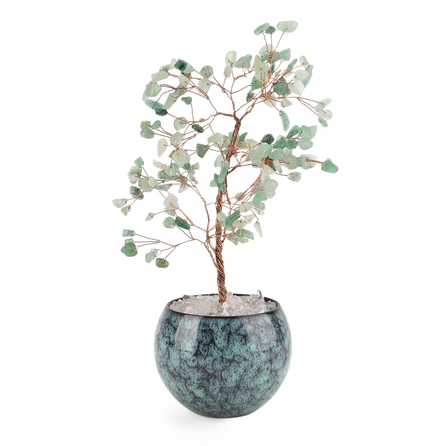 LIVMORE Edelsteinbaum mit 168 Aventurin Perlen Keramikschale ca. 18 cm Grün