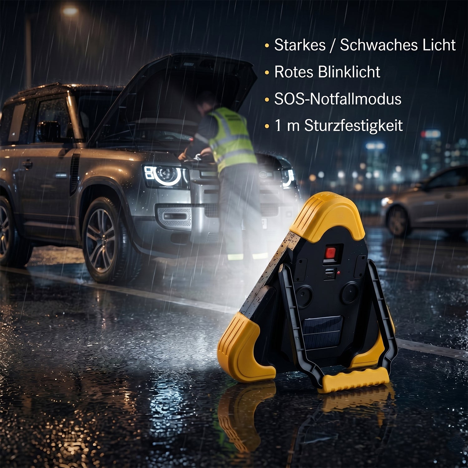 Livmore Solar-Stativleuchte mit Powerbank-Funktion, tragbares Dreibein-Design, wiederaufladbar, Ladezeit ca. 2-3 Stunden