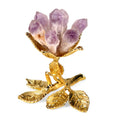 Kristallblüten Dekofigur mit goldfarbenem Metallsockel, Weiß