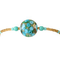 Türkis Murano-Stil Glas Armband ca. 19 cm Nickelfreies Messing 750 Gelb Vergoldet