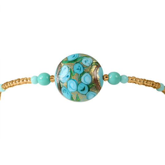 IL MURANO DI FRANCESCA - Schwarzes MILLEROSE WRAP Armband ca. 19 cm Nickelfreies Messing 750 Gelb Vergoldet