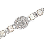Indischen Handwerkkunst: Keshi-Stil Süßwasser Perle, Polki-Moissanit Armband ca. 18.5 cm 925 Silber Rhodiniert 32.72 ct