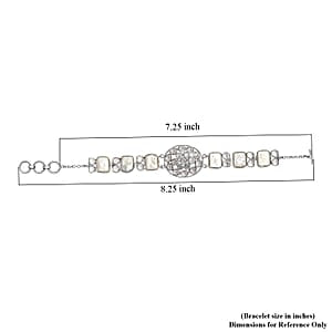 Indischen Handwerkkunst: Keshi-Stil Süßwasser Perle, Polki-Moissanit Armband ca. 18.5 cm 925 Silber Rhodiniert 32.72 ct