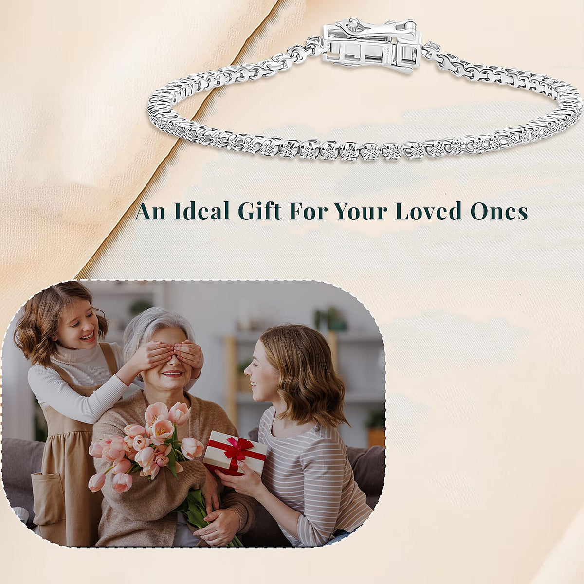 D'Joy Lab Grown Diamant I2-I3 Armband ca. 16.5 cm 925 Silber Rhodiniert ca. 1,00 ct.