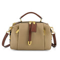 Elegante Echtleder Crossbody Tasche, 5 Reißverschlusstaschen, 23x12x16cm, Khaki