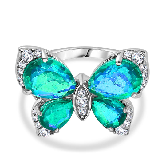 D'Joy Pfau Quarz Triplette Ring 925 Silber rhodiniert (Größe 21.00) ca. 6,12 ct