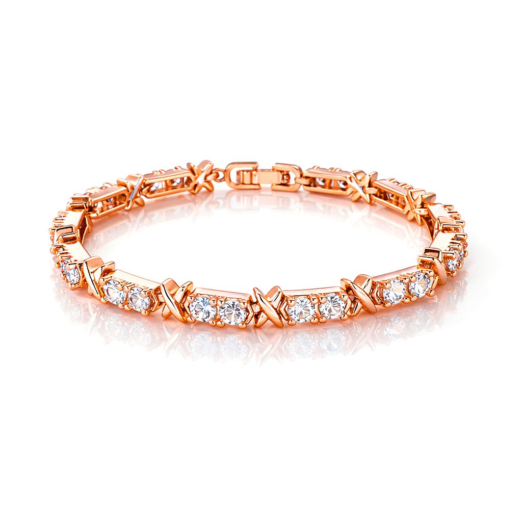 Designer Inspiriert - Weißer Zirkonia Armband ca. 19 cm Nickelfreies Messing, Roségoldfarbe