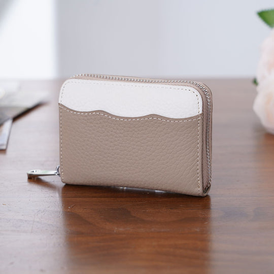 Echtleder Geldbörse mit RFID Schutz 11.5 x 8.5 x 2.5 cm Beige