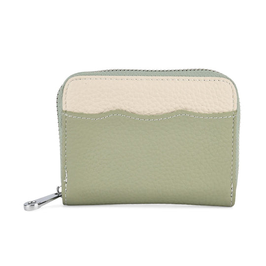 Echtleder Geldbörse mit RFID Schutz 11.5 x 8.5 x 2.5 cm Beige