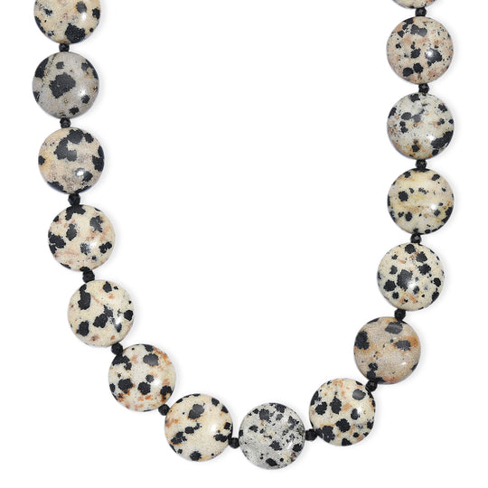 EVER TRUE Dalmation Jaspis, Schwarzer Spinell Halskette ca. 45 cm + 5 cm Extender, 316L Edelstahl ca. 198.00 ct