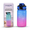 LIVMORE Komfort Trinkflasche mit Trinkhalm und Trageschlaufe, 500 ml, Blau-rosa Farbverlauf
