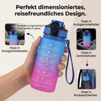 LIVMORE Komfort Trinkflasche mit Trinkhalm und Trageschlaufe, 500 ml, Türkis Lila Ombre