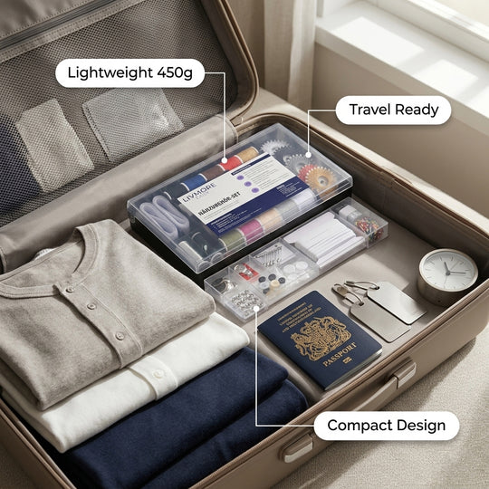 LIVMORE Nähzubehör Set mit Aufbewahrungsbox, 93 teilig, Natur