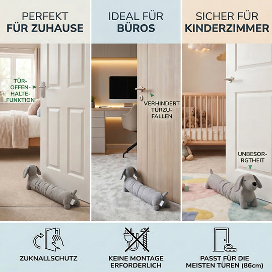 LIVMORE Türstopper mit Klemmschutz und Türschutz, Dunkelgrau