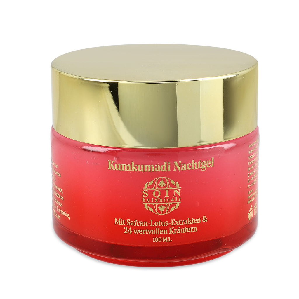 SQIN Botanicals Kumkumadi Kollektion mit Körperöl (100ml), Gesichtsöl (50ml), Cold Cream (100ml), und Nachtgel (100ml)