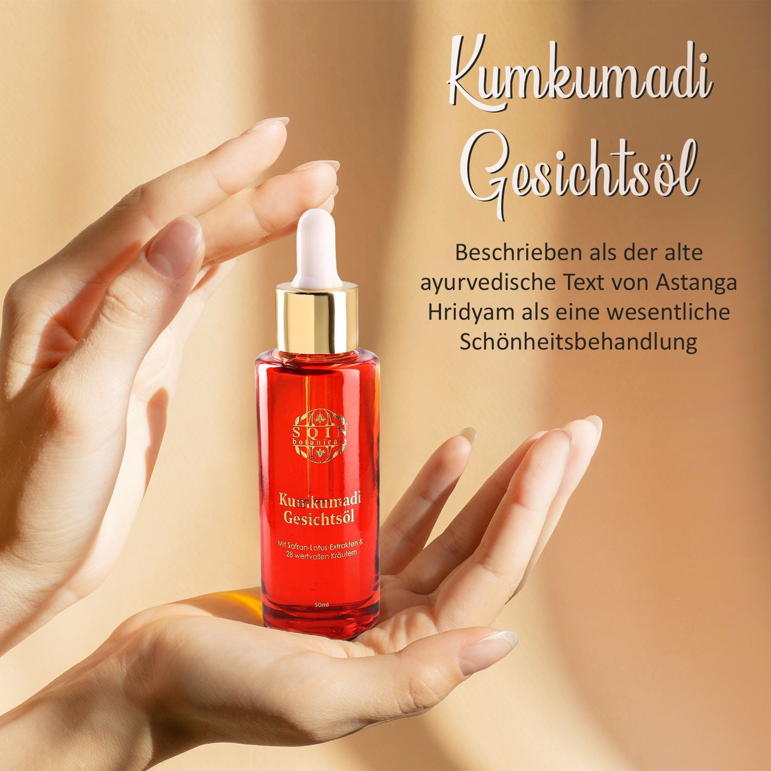 SQIN Botanicals Kumkumadi Kollektion mit Körperöl (100ml), Gesichtsöl (50ml), Cold Cream (100ml), und Nachtgel (100ml)