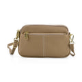 Echtleder Crossbody Tasche, 21x5x14cm, Khaki