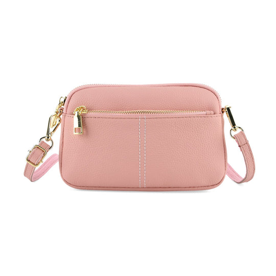Echtes Leder Umhängetasche mit Reißverschluss 21 x 5 x 14 cm Khaki