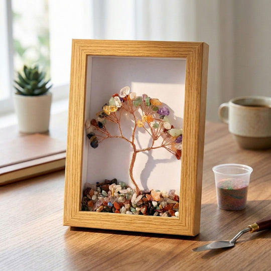 Edelstein Dekorahmen Lebensbaum Design mit Amethyst, 12 x 17 cm