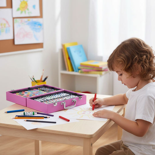 LIVMORE Künstler Malset 115 teilig im Kreativkoffer 34 x 23 cm Rosa