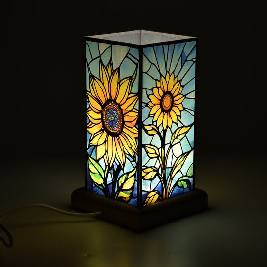 LED Tischlampe, Eschenholz und Acryl, mit USB Anschluss, Mehrfarbig