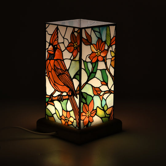 LED Tischlampe, Eschenholz und Acryl, mit USB Anschluss, Mehrfarbig