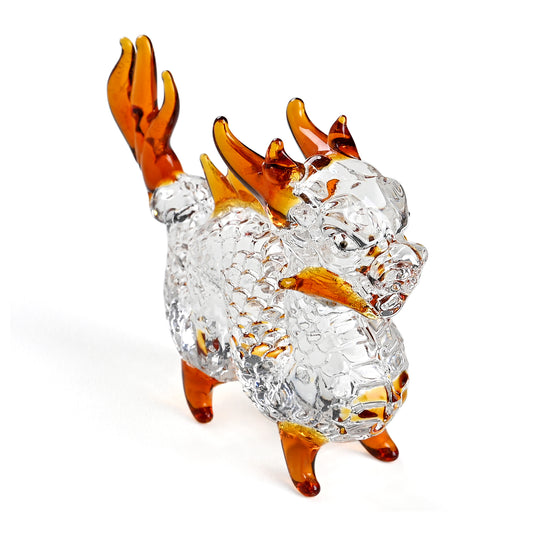 Dekorative Drachenfigur aus Glas 8,5 x 2 x 7 cm Braun