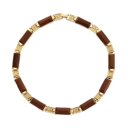 Gold Sandstein Halskette ca. 40.5 cm Reine Legierung Goldfarben ca. 50.00 ct