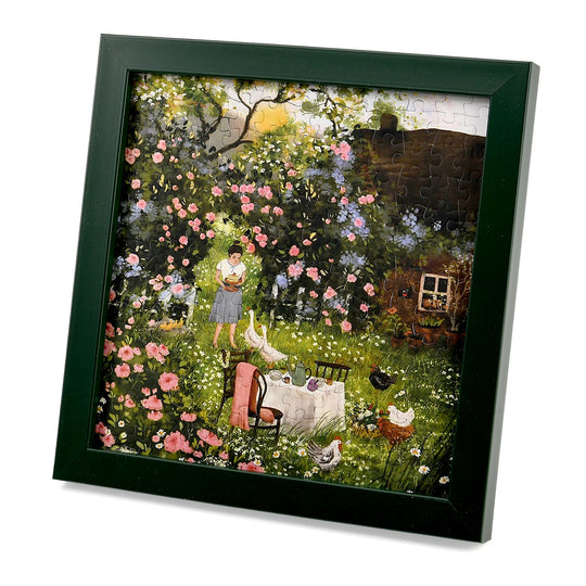 LIVMORE DIY Bilderrahmen Puzzle Bastelset 169 teilig Garten Landschaft Motiv 18.1 x 13 x 18.1 cm Grün