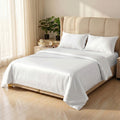 LA MAREY SIGNATURE Luxus Seiden Bettwäsche Set, 4 teilig, 230x260cm, 100% Maulbeerseide, 19 Momme, Elfenbeinfarben