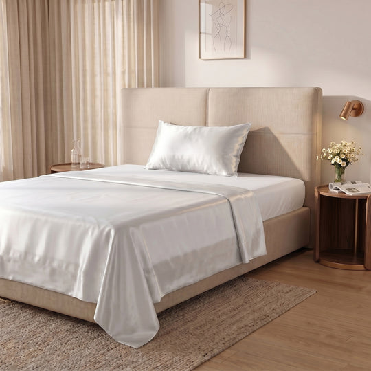 LA MAREY SIGNATURE Maulbeerseide Bettdeckenbezug Set mit Kissenbezug, 2-teilig, 135 x 200 cm, Elfenbein
