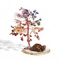  Livmore 150 Beads Gemstone Tree With Agate Base Turtle Gemstone chips resin Figurine Size Tree Base - 8.5X7 Cm Size Tree- 20 Cms Figurine Size-3.5X5 Cm