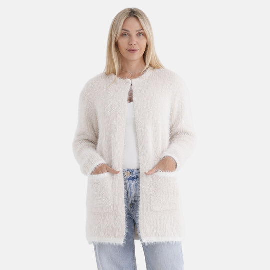 Kuschelweicher, langer Übergangs-Cardigan mit 2 Taschen, gestrickt, Rot