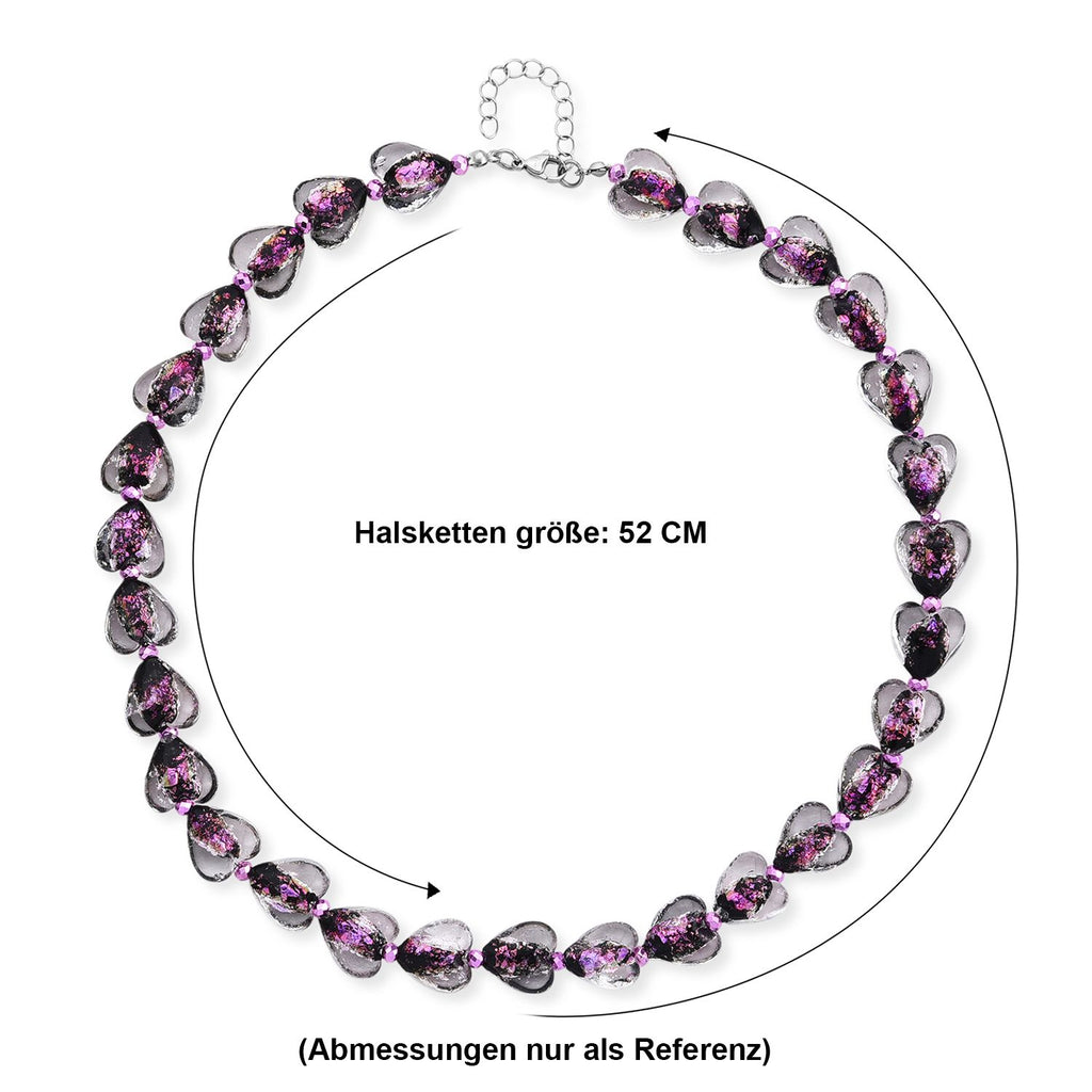 Lila Murano-Stil Glas Halskette ca. 53.25 cm 316L Edelstahl