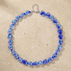 Blaues Murano-Stil Glas Halskette ca. 53.25 cm 316L Edelstahl