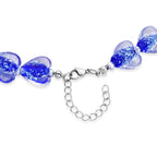 Blaues Murano-Stil Glas Halskette ca. 53.25 cm 316L Edelstahl