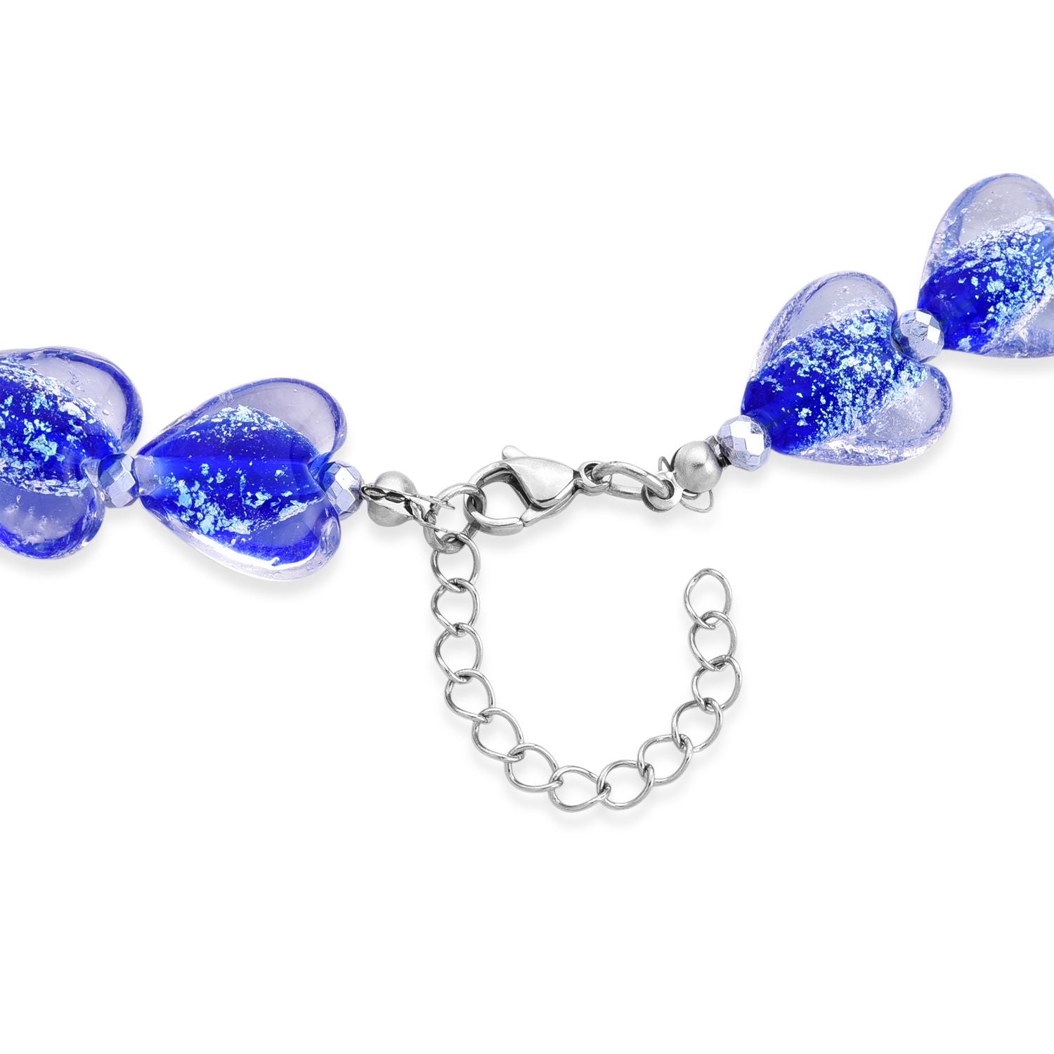 Blaues Murano-Stil Glas Halskette ca. 53.25 cm 316L Edelstahl