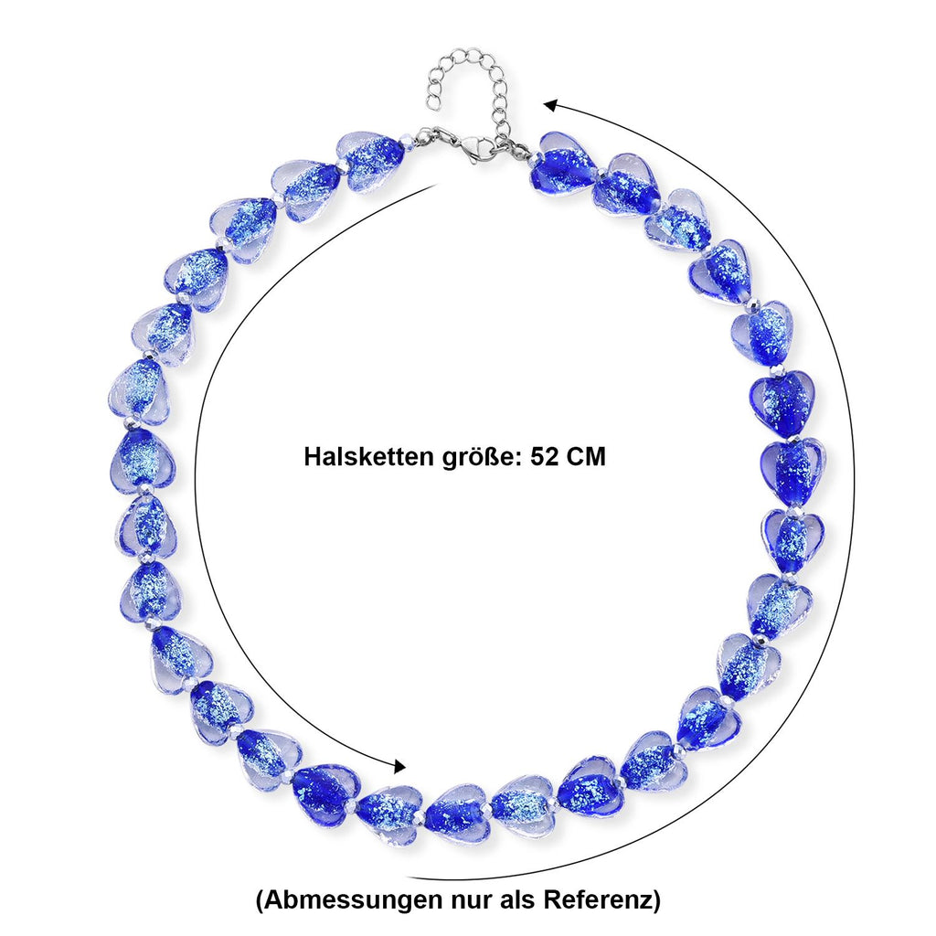 Blaues Murano-Stil Glas Halskette ca. 53.25 cm 316L Edelstahl