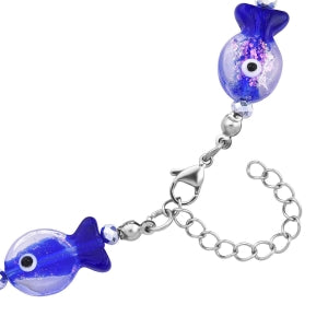 Blaues Murano-Stil Glas Halskette ca. 53.25 cm