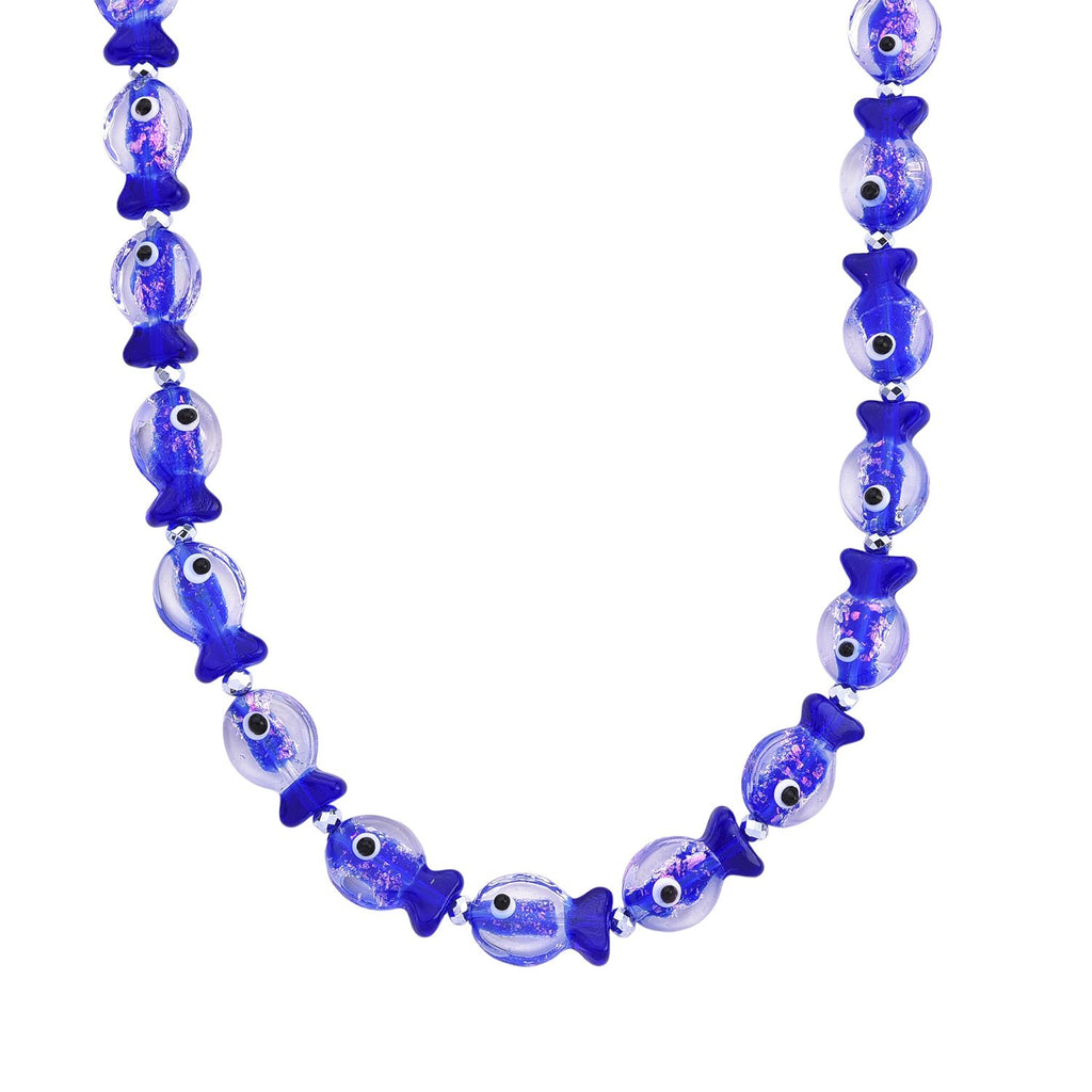Blaues Murano-Stil Glas Halskette ca. 53.25 cm