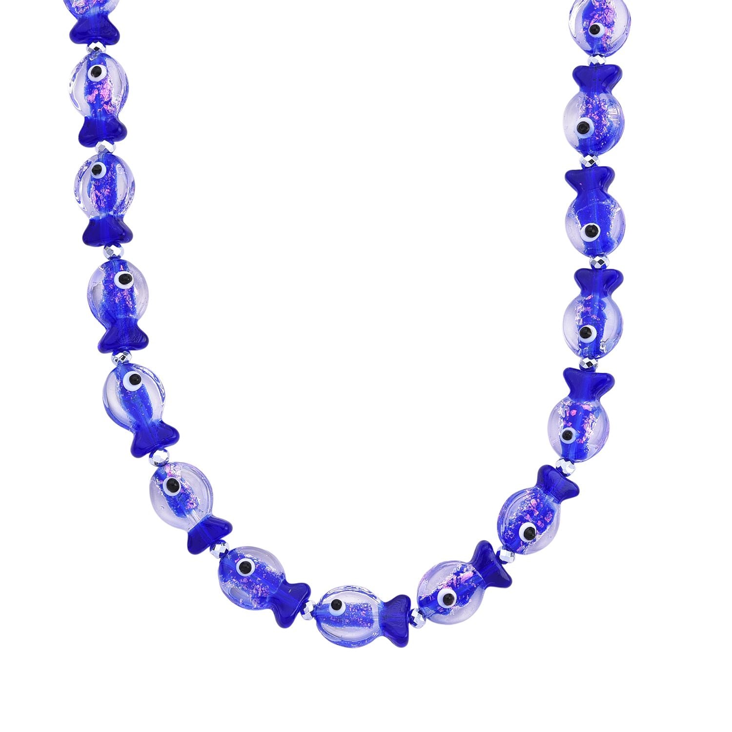 Blaues Murano-Stil Glas Halskette ca. 53.25 cm