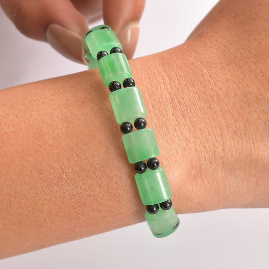 Rotes Aventurin, Schwarzer Spinell Armband, flexibel, (ca. 18- 23 cm) ca. 102.00 ct