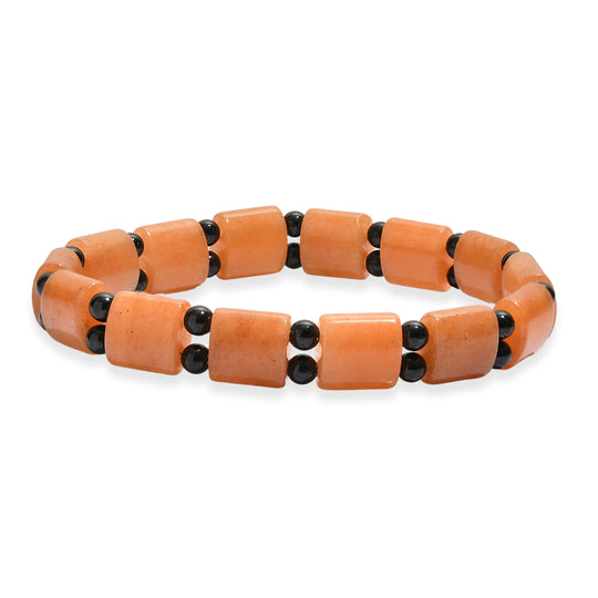 Rotes Aventurin, Schwarzer Spinell Armband, flexibel, (ca. 18- 23 cm) ca. 102.00 ct