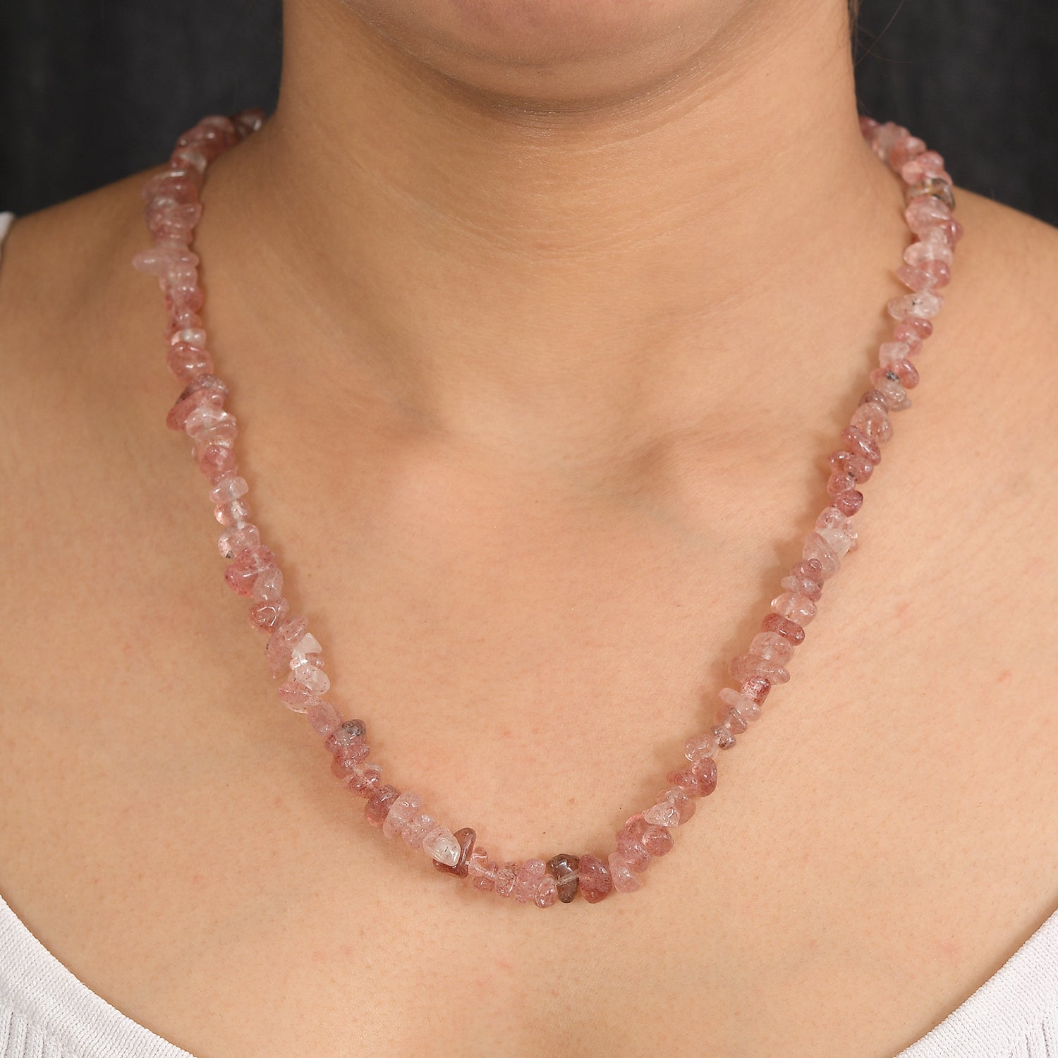 Erdbeer Quarz Halskette 76 cm ca. 321.00 ct