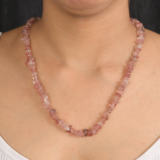 Erdbeer Quarz Halskette 76 cm ca. 321.00 ct