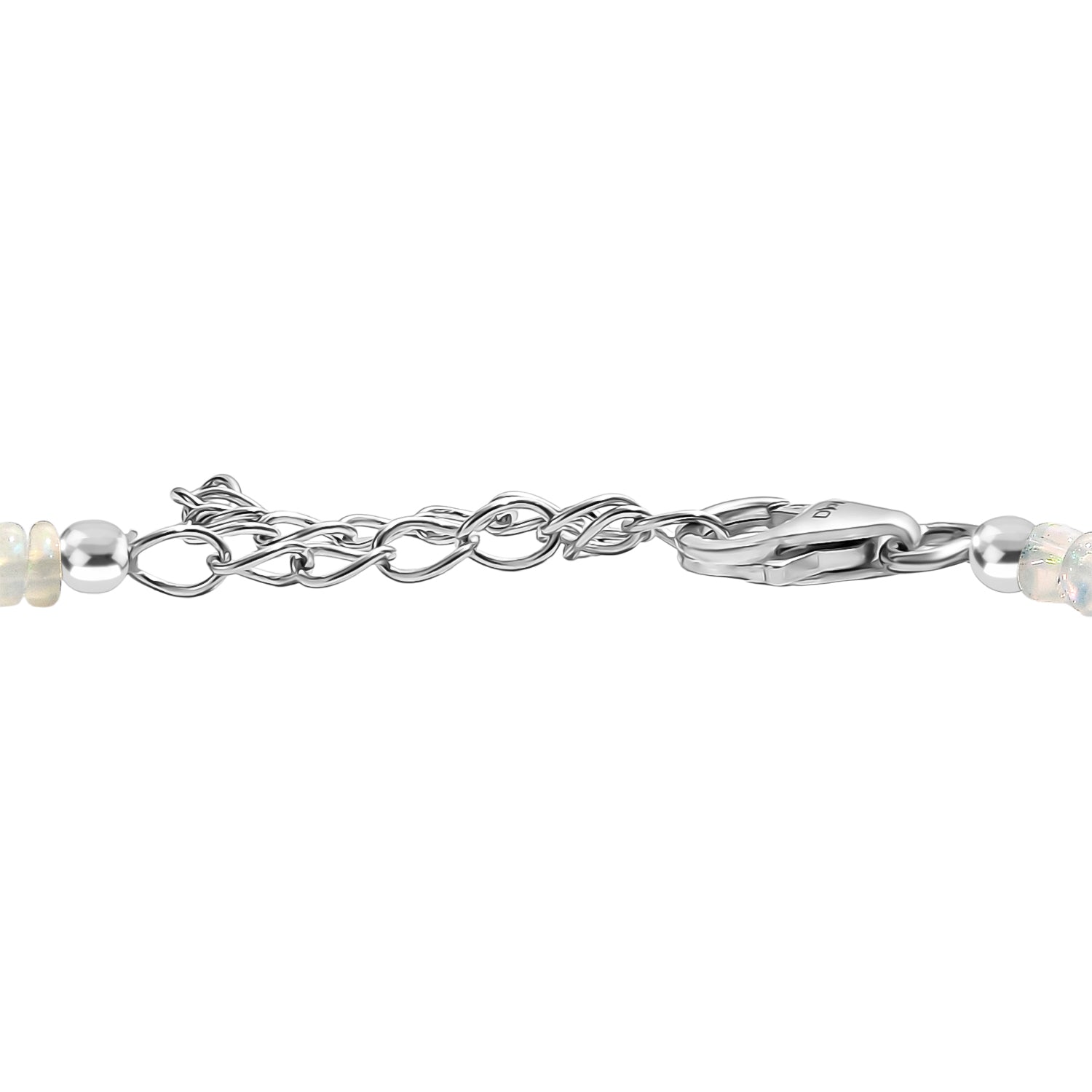 D'Joy Natürlicher, äthiopischer Welo Opal Armband ca. 19 cm + 5 cm Extender, 925 Silber rhodiniert ca. 18,00 ct.